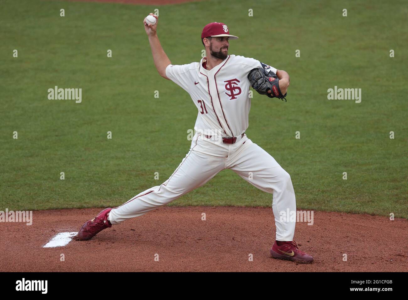 Oxford, MS, USA. 06th June, 2021. Florida State pitcher Conor Grady (31 ...
