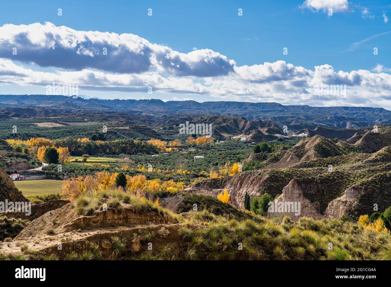 Landscape near Bacor Olivar at Embalse de Negratin reservoir lake in Sierra Nevada National Park, Granada, Andalusia in Spain Stock Photo