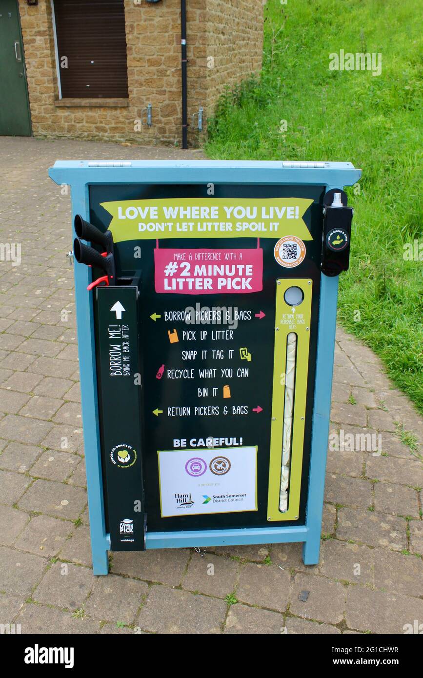Litter picking sign board encouraging people to help keep Britain tidy