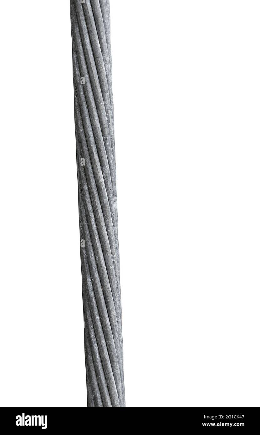 steel wire rope cable,steel cable isolated on white background Stock