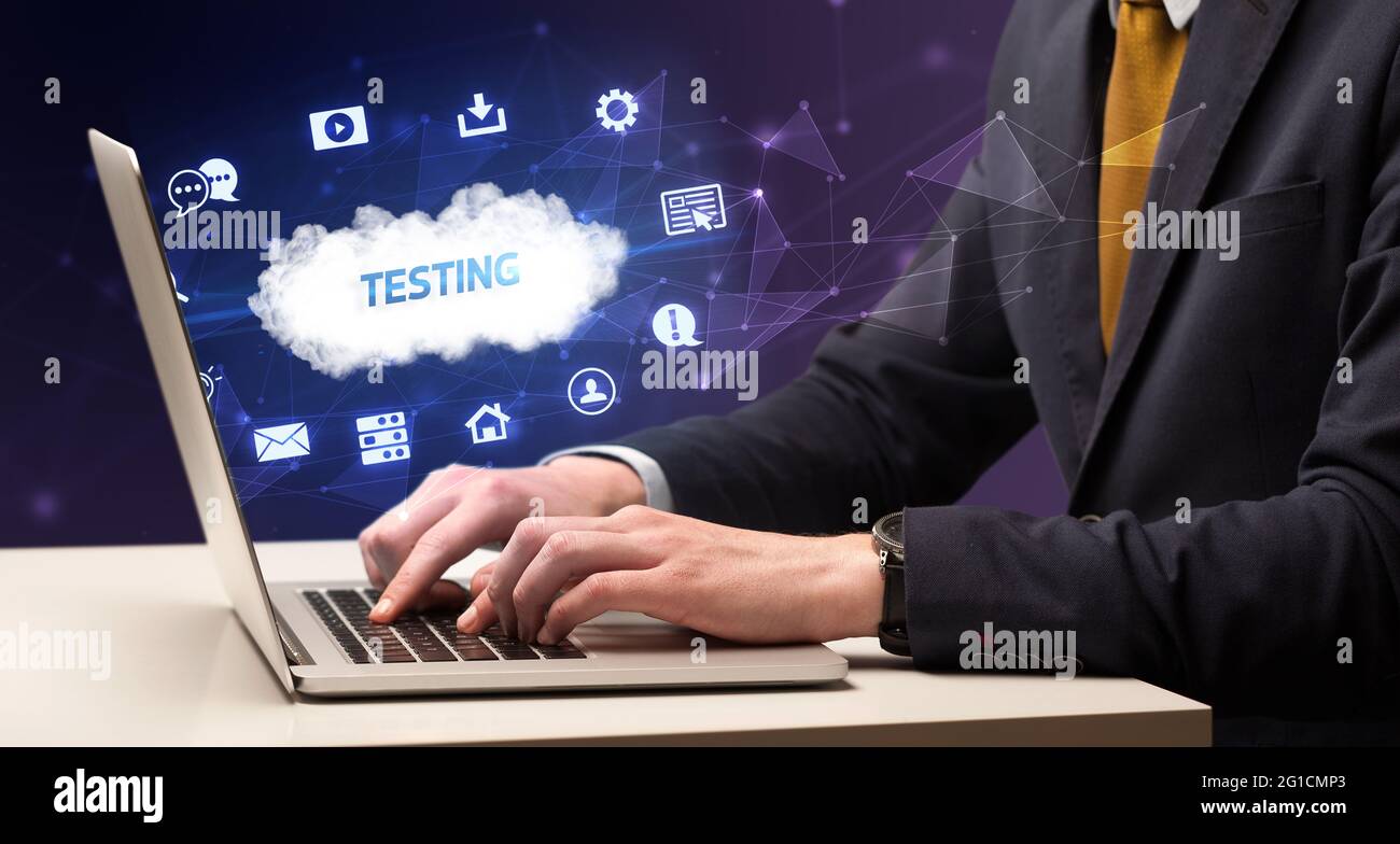 Businessman working with laptop concept Stock Photo