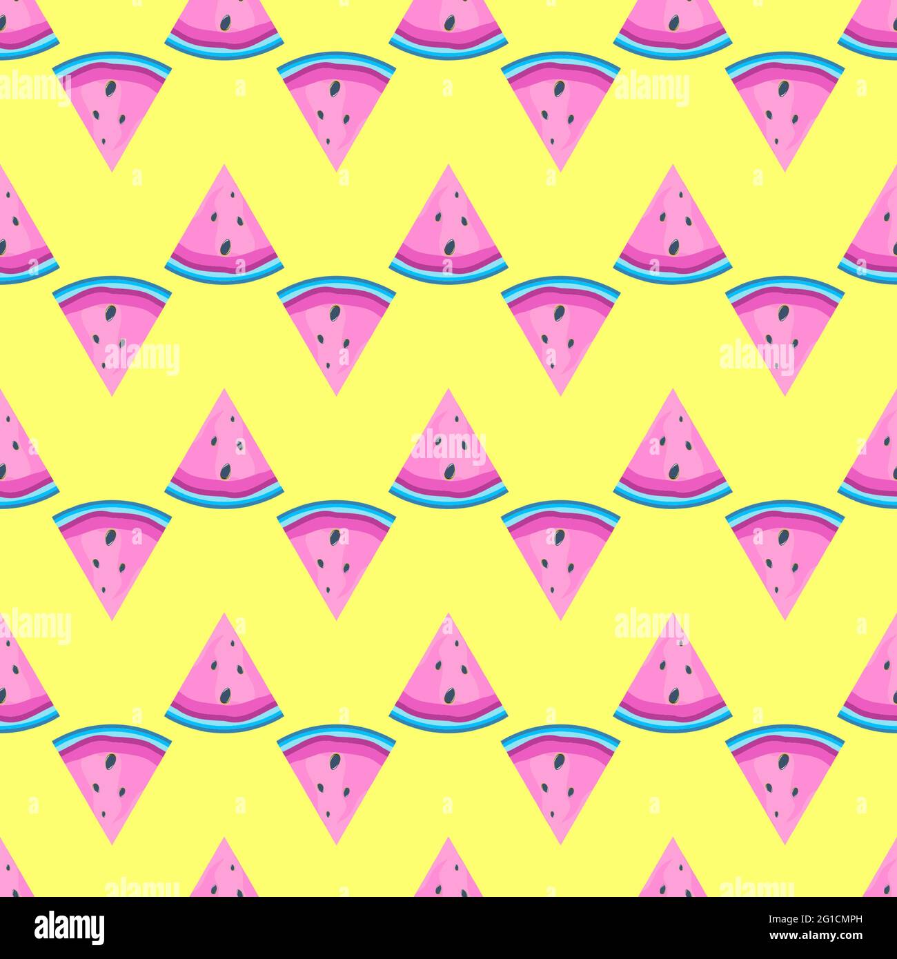 Summer Flat Seamless pattern Background with watermelon. Vector ...