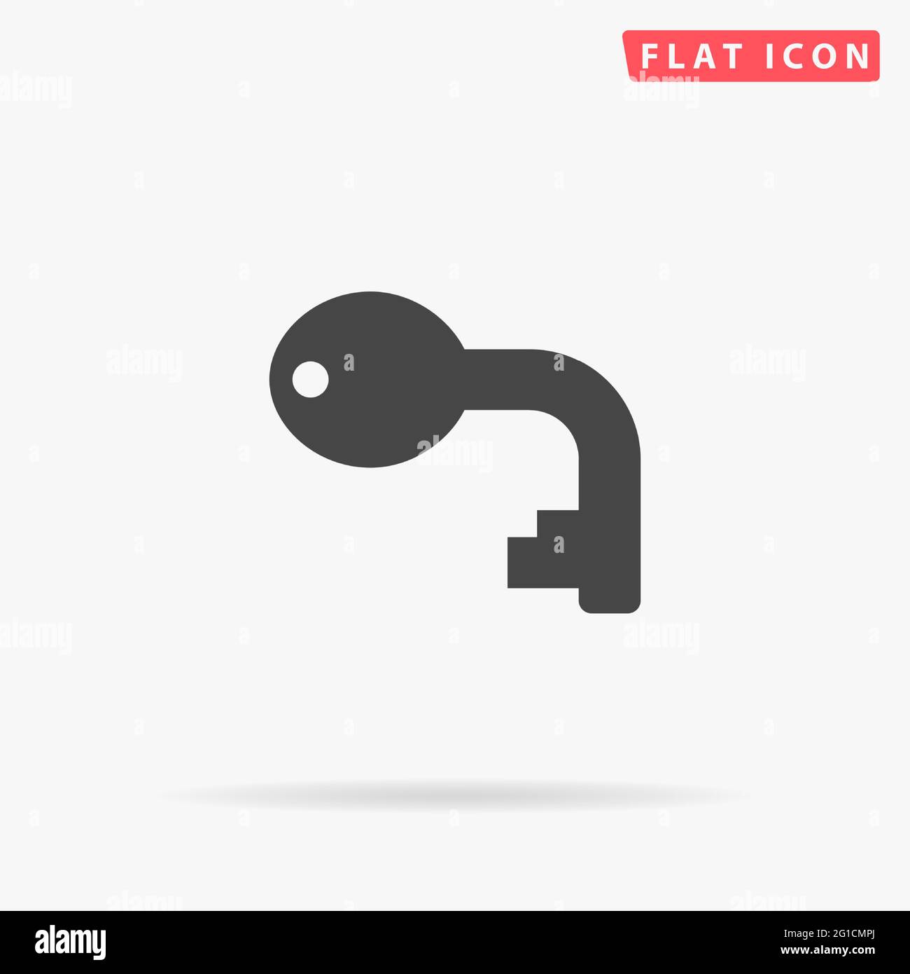 Curved Key flat vector icon. Hand drawn style design illustrations. Stock Vector