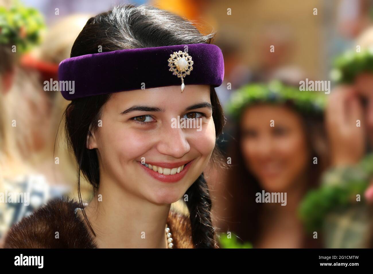 Landshuter Hochzeit, Bayern, Deutschland,  Landshuter Fürstenhochzeit ist das größte Mittelalterfest Europas mit bezaubernd schönen Edeldamen Stock Photo