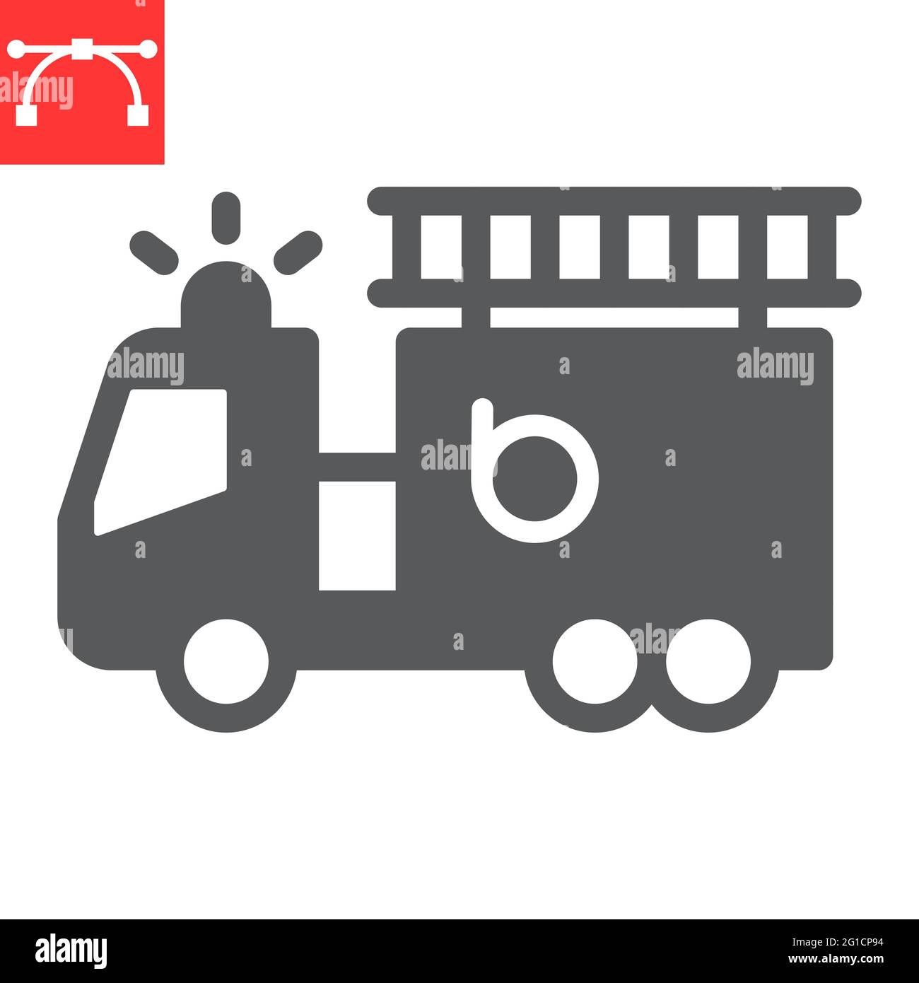 Fire engine glyph icon, transportation and vehicle, fire truck vector