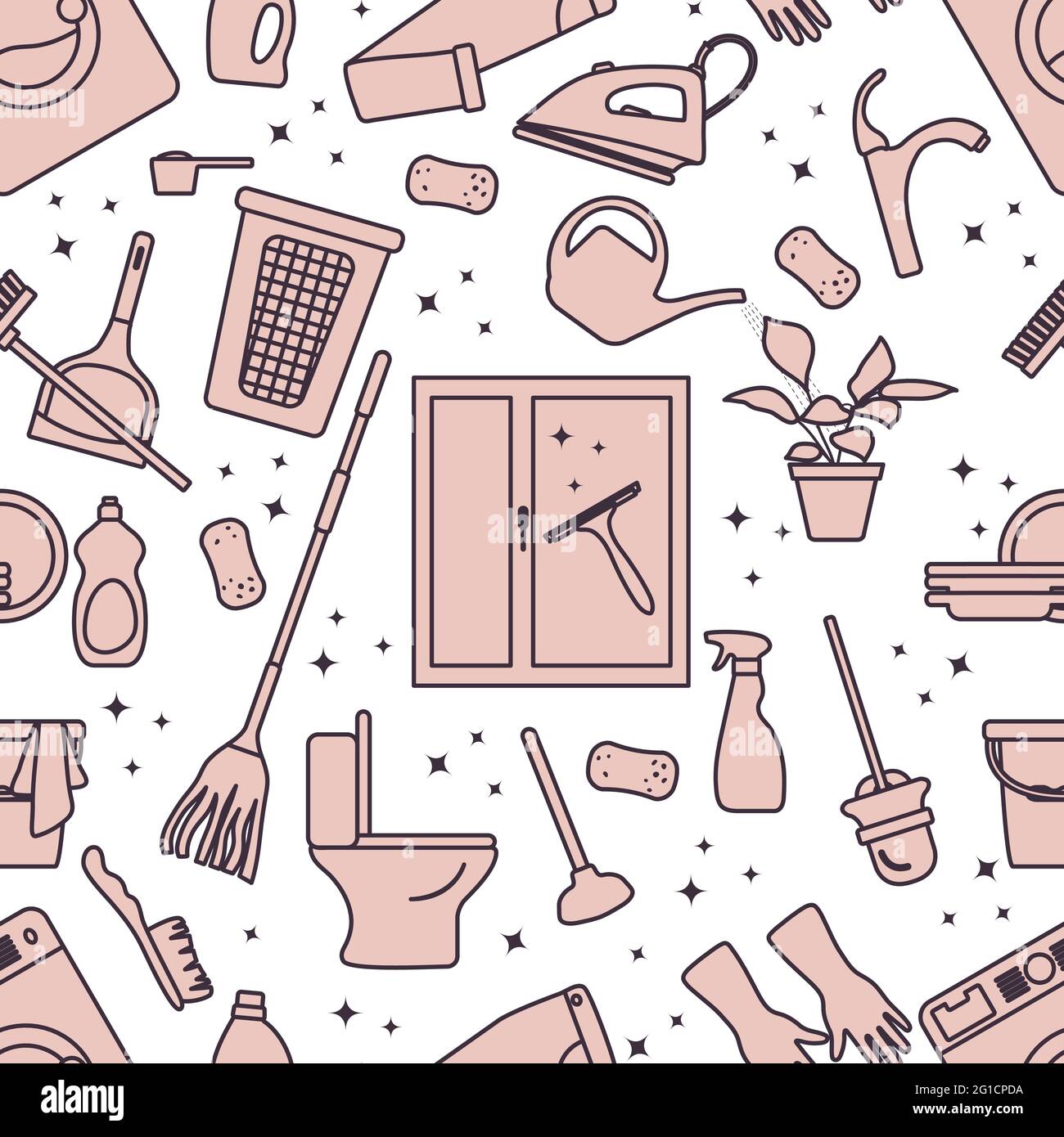 Janitor Pattern Vector Seamless pattern Illustration Cleaning Maid service Housekeeping ...