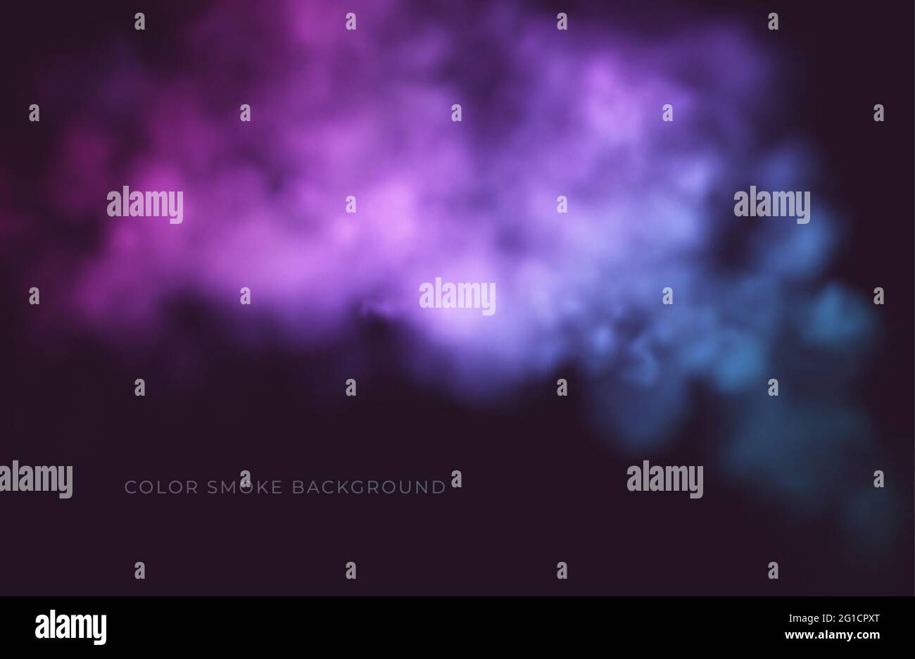 Clouds of pink and blue smoke on a black background. Colored puffs of ...