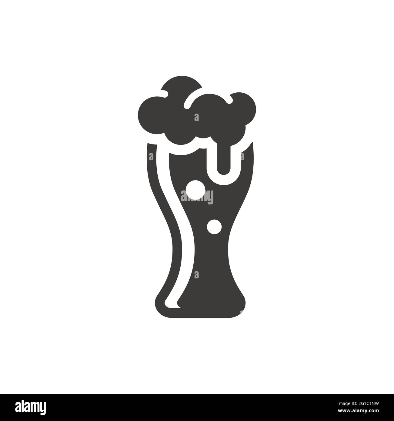 Beer glass with foam and bubbles icon. Black vector symbol Stock Vector