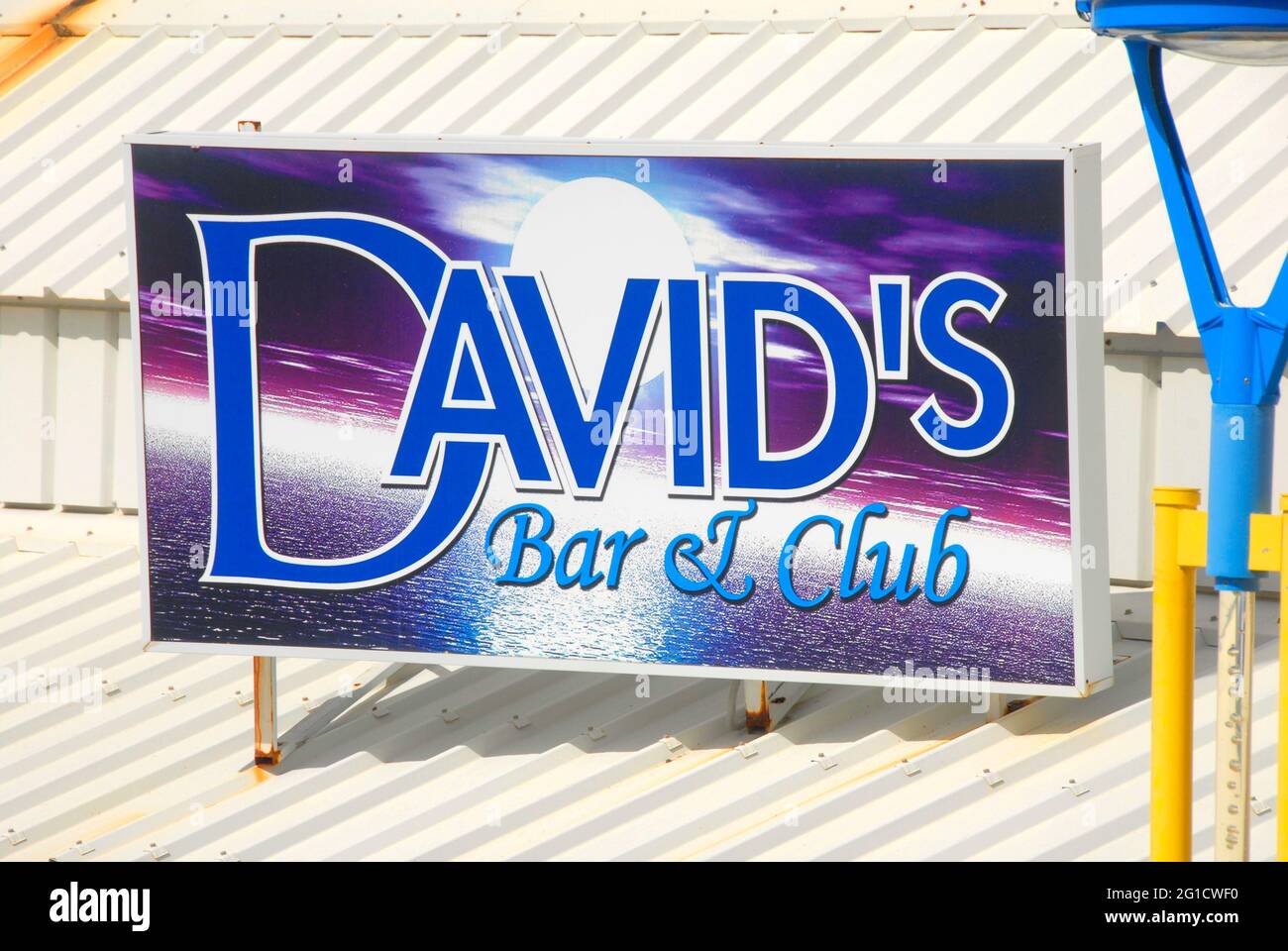 Large advertising display for David' bar and club, St Martin, Caribbean Stock Photo