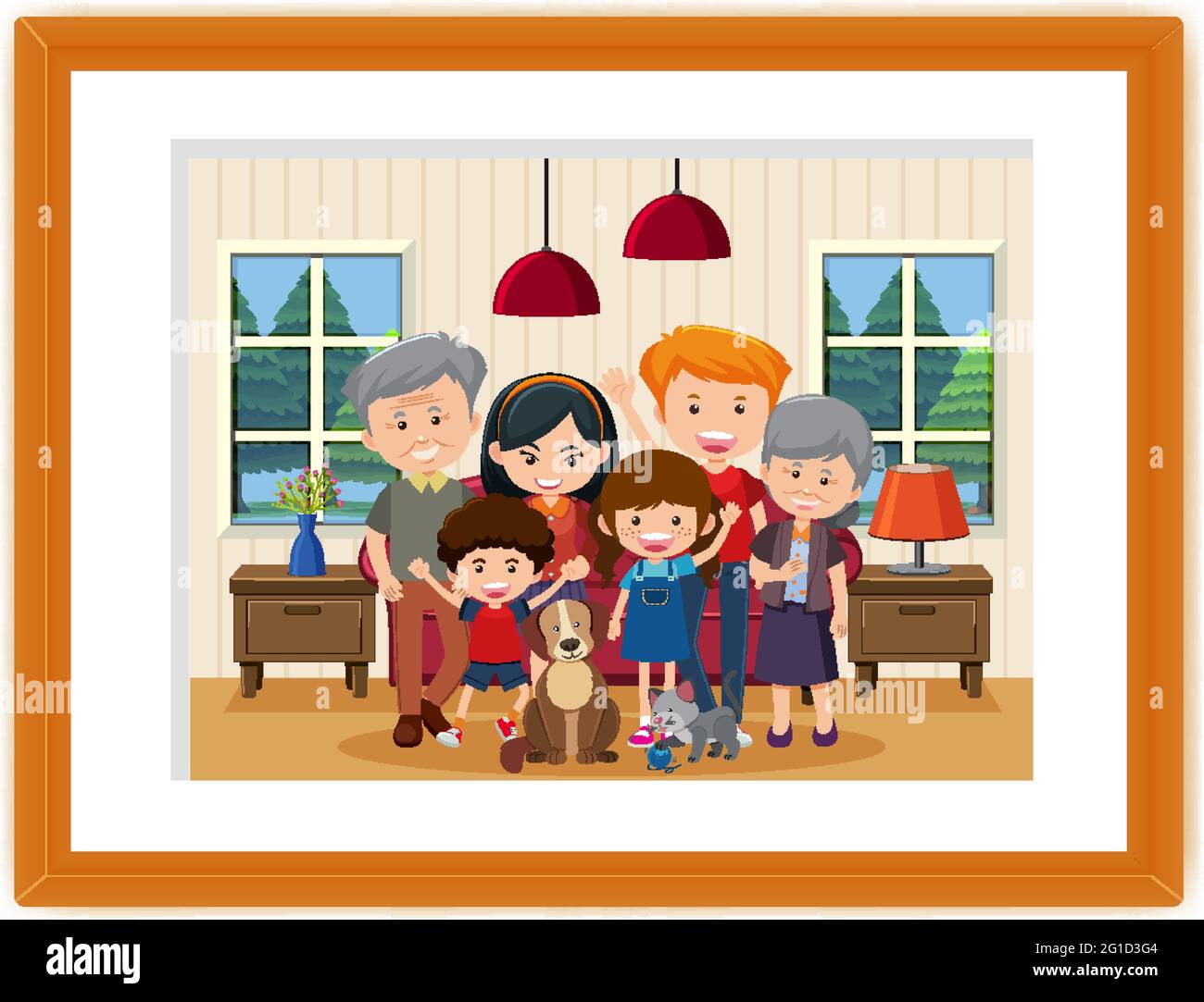 Happy family picture cartoon in a frame illustration Stock Vector Image &  Art - Alamy