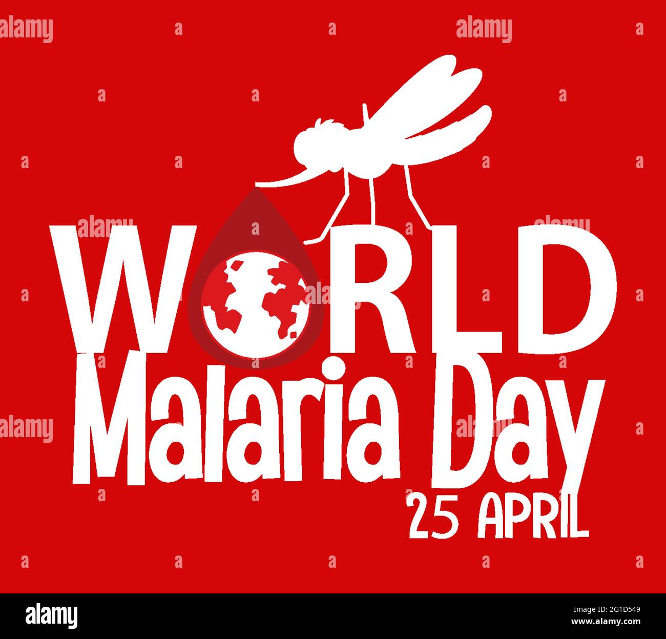 World Malaria Day font with mosquito on red background illustration ...