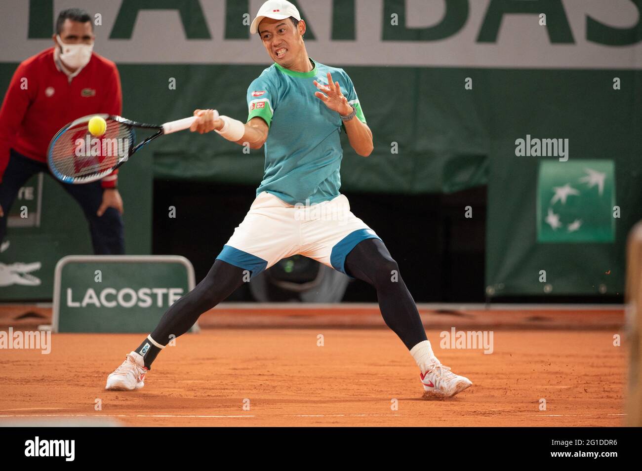 Paris, France. 06th June, 2021. Kei Nishikori during the 2021 French Open  at Roland Garros on