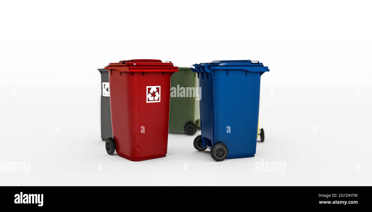 recycle bins isolated on white background 3d illustration Stock Photo ...