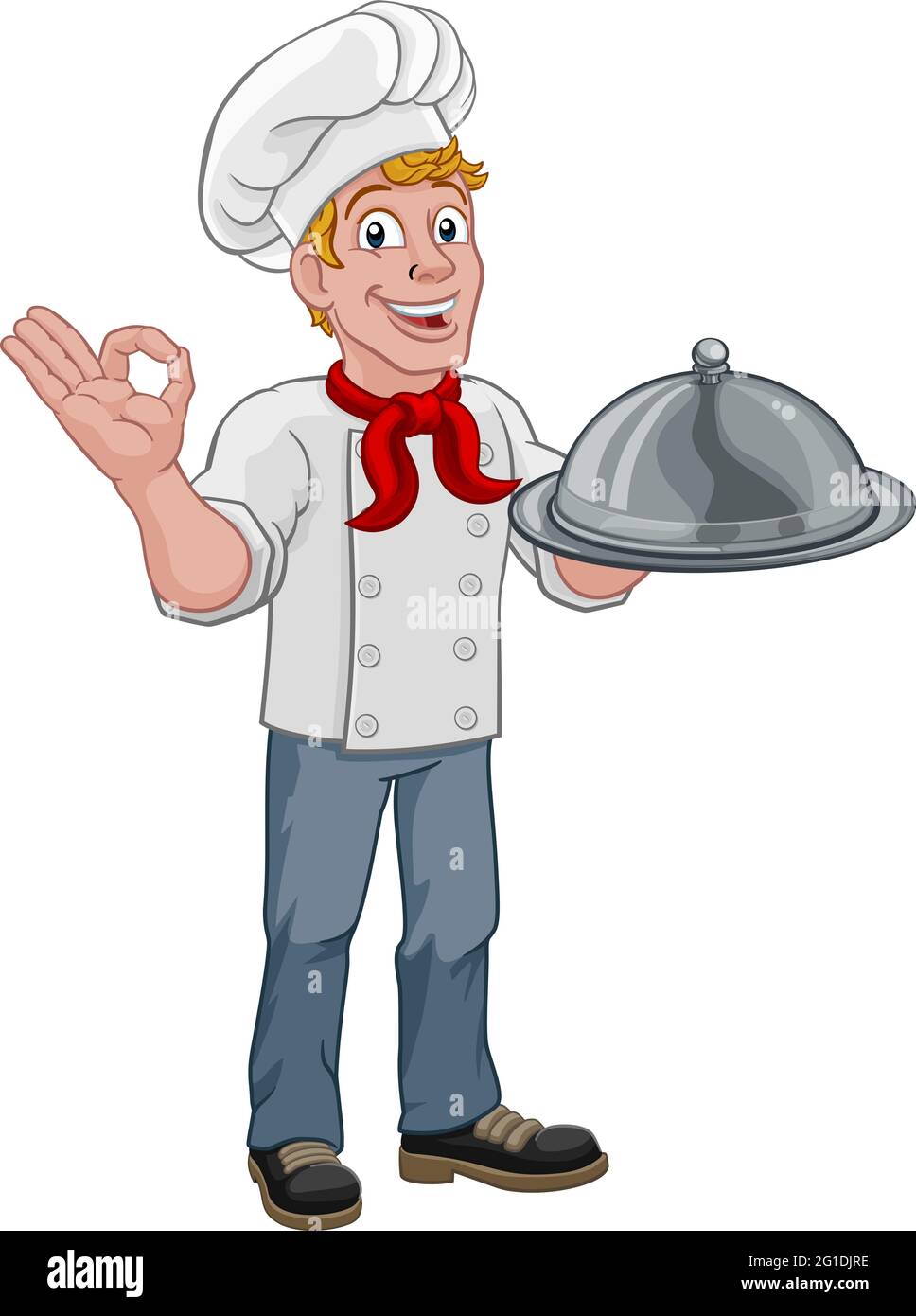 Chef Cook Man Cartoon Holding A Dome Tray Stock Vector Image & Art - Alamy