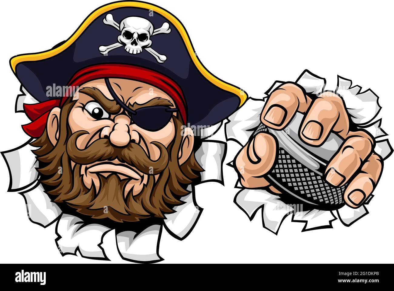 Pirate Ice Hockey Sports Mascot Cartoon Stock Vector