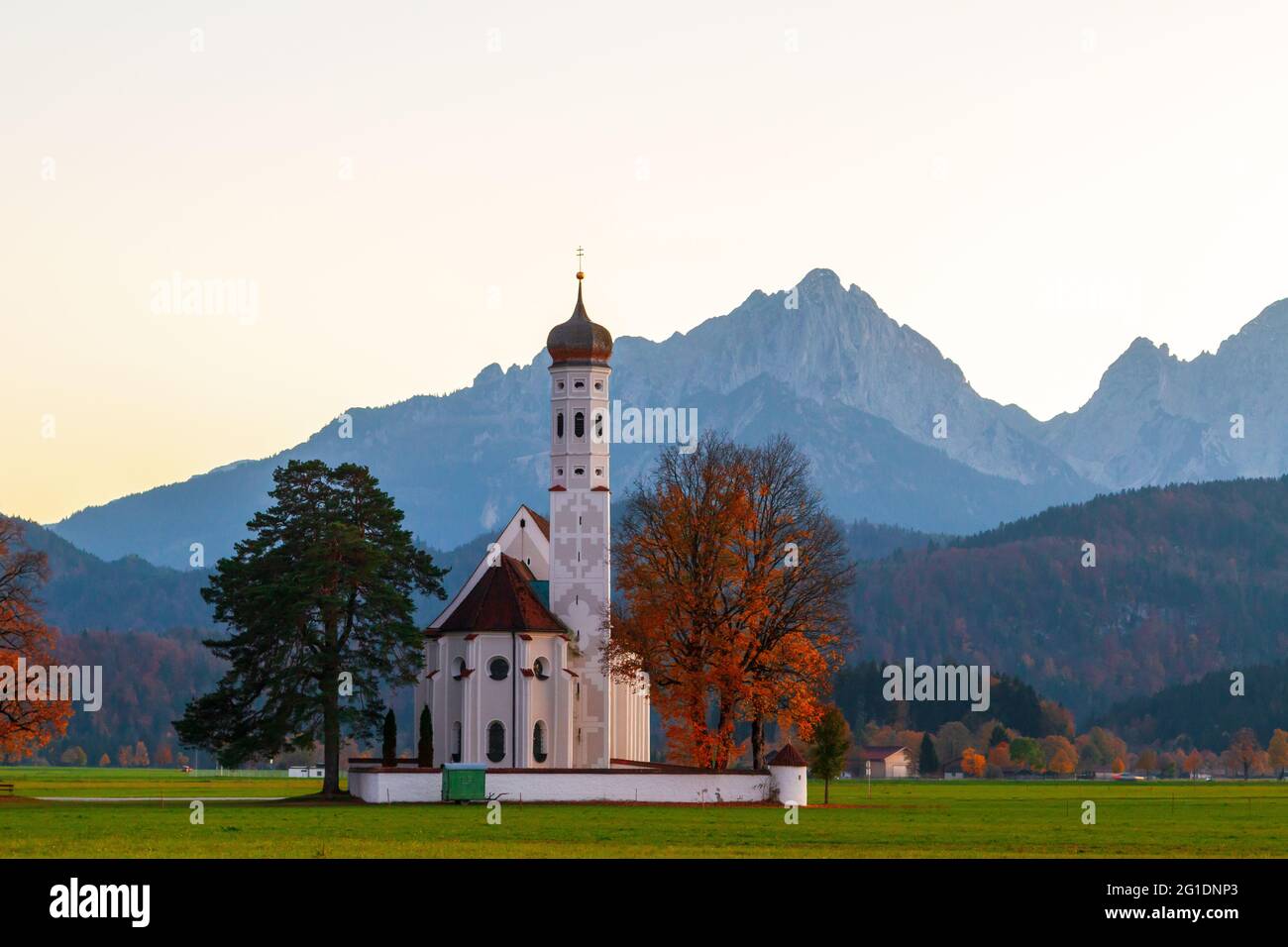 Beautiful view of the Saint Coloman church near the Neuschwanstein ...