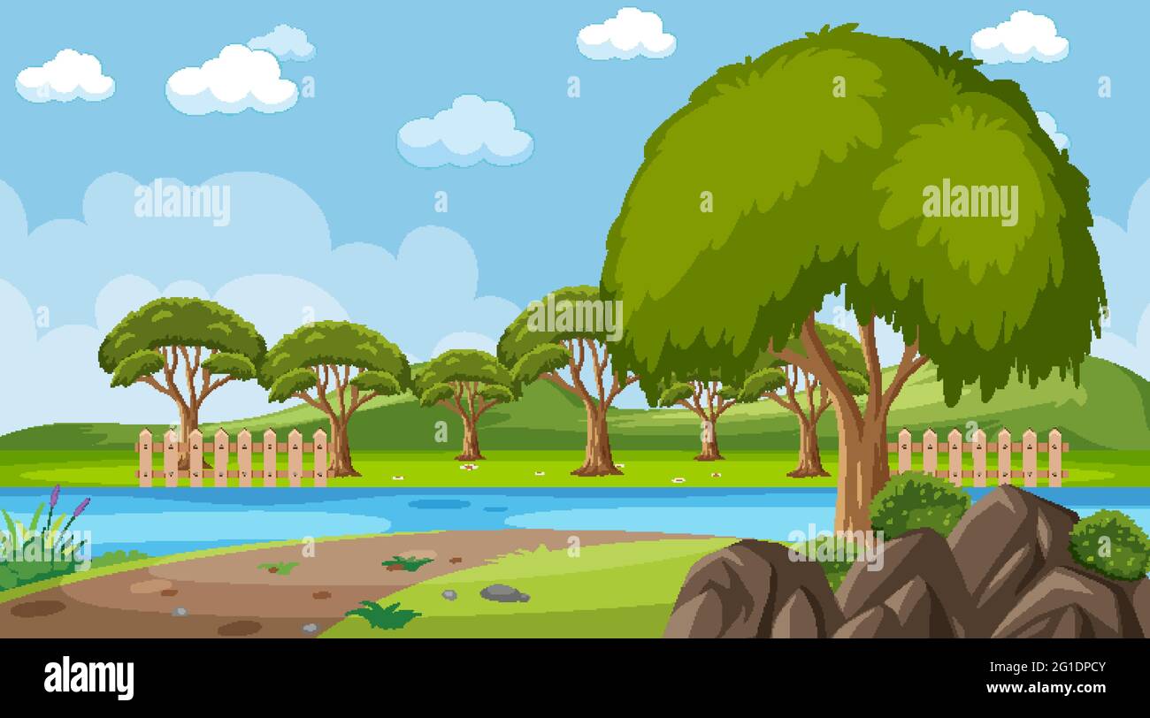 Blank landscape in nature park scene illustration Stock Vector Image ...