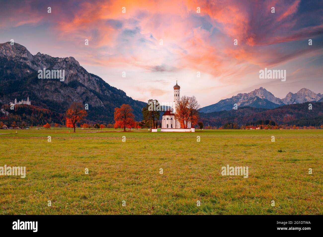 Beautiful view of the Saint Coloman church near the Neuschwanstein ...