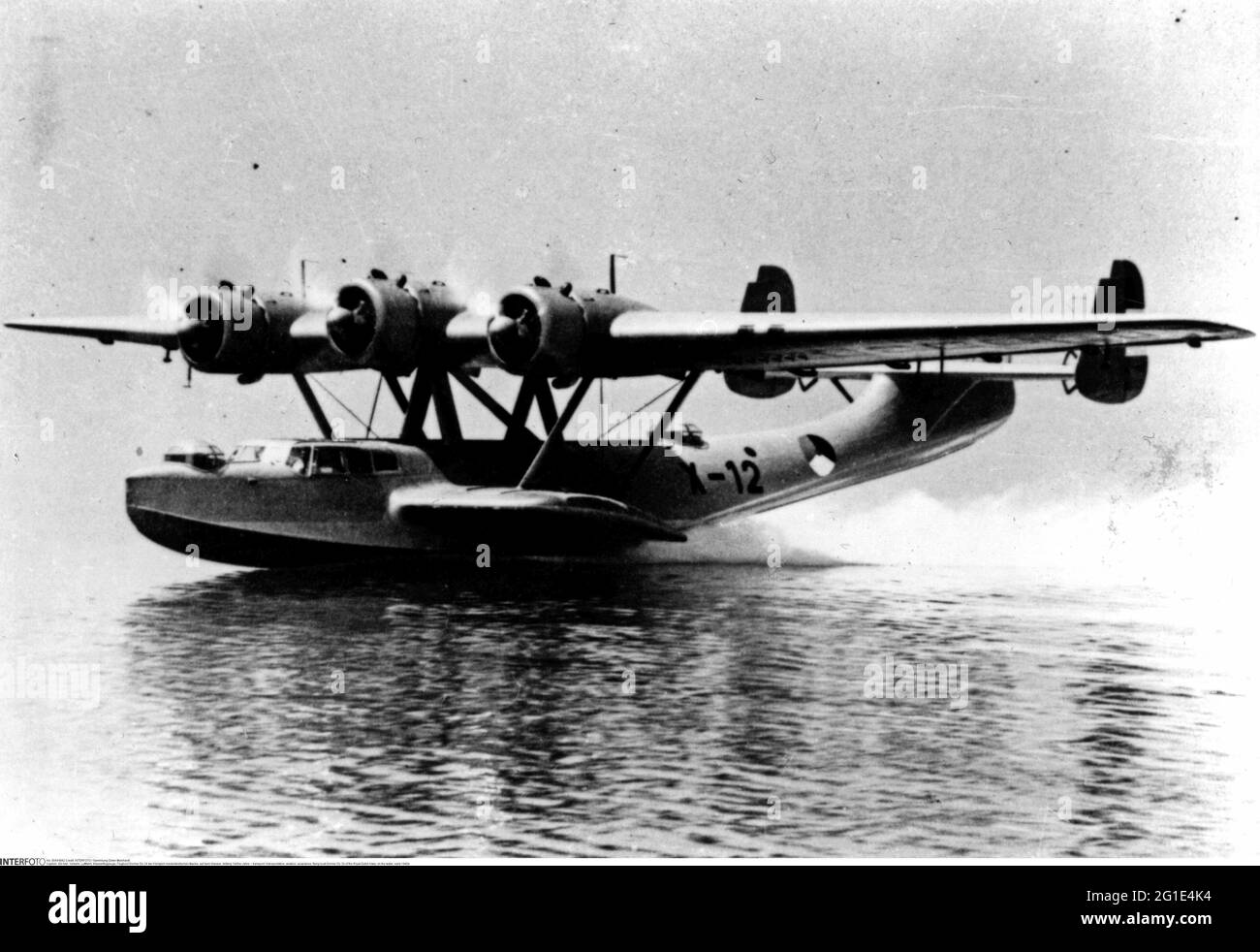transport / transportation, aviation, seaplanes, flying boat Dornier Do 24 of the Royal Dutch Navy, on the water, early 1940s, EDITORIAL-USE-ONLY Stock Photo