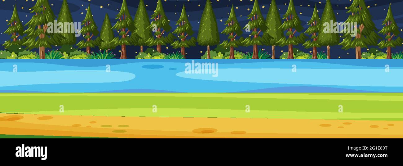 Park at night time horizontal scene illustration Stock Vector Image ...