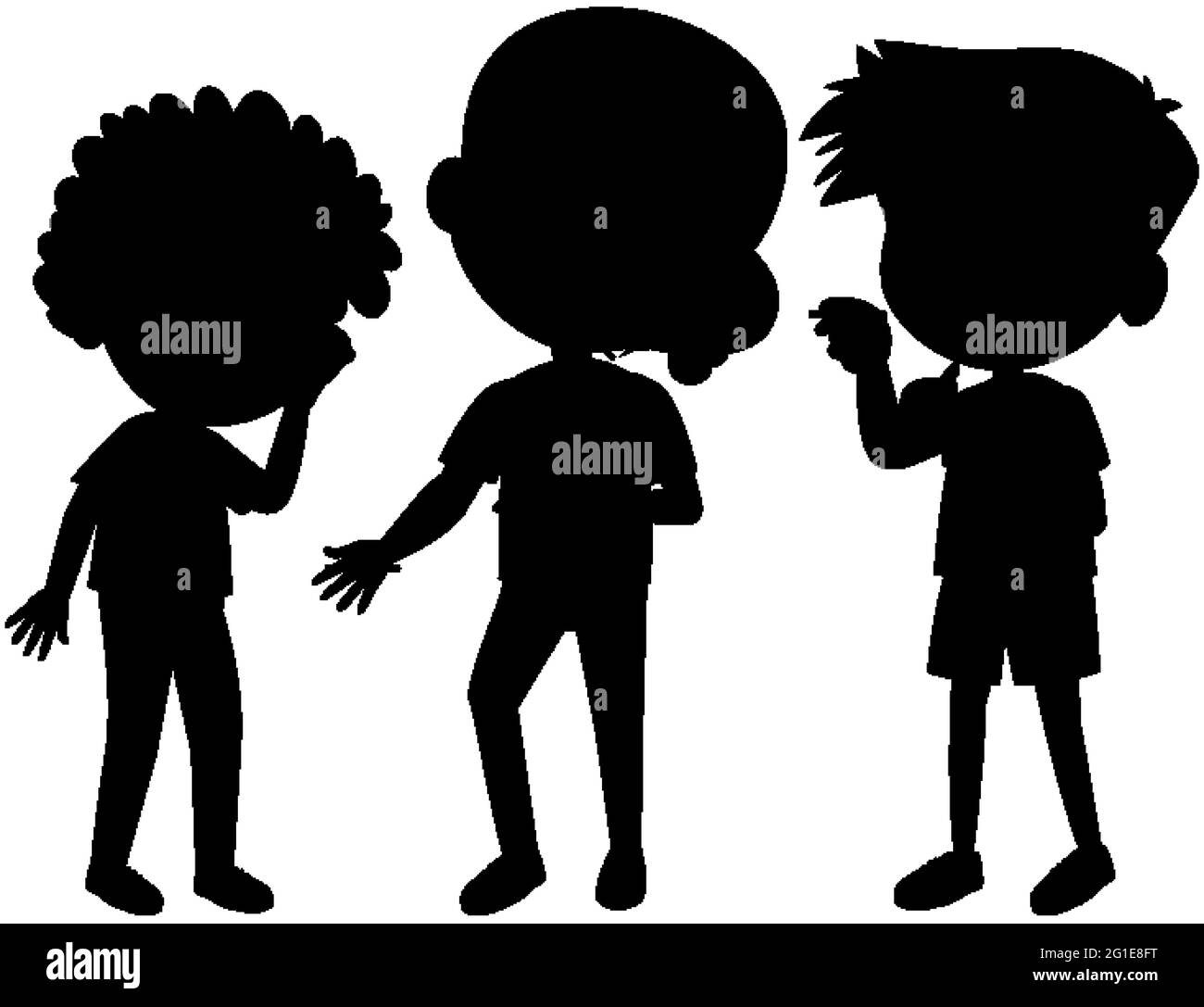 Set of kids silhouette cartoon character illustration Stock Vector ...