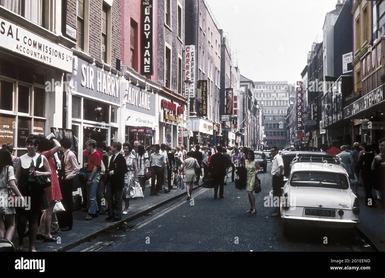 geography / travel, Great Britain, England, London, streets, Carnaby Street, 1960s, ADDITIONAL-RIGHTS-CLEARANCE-INFO-NOT-AVAILABLE Stock Photo