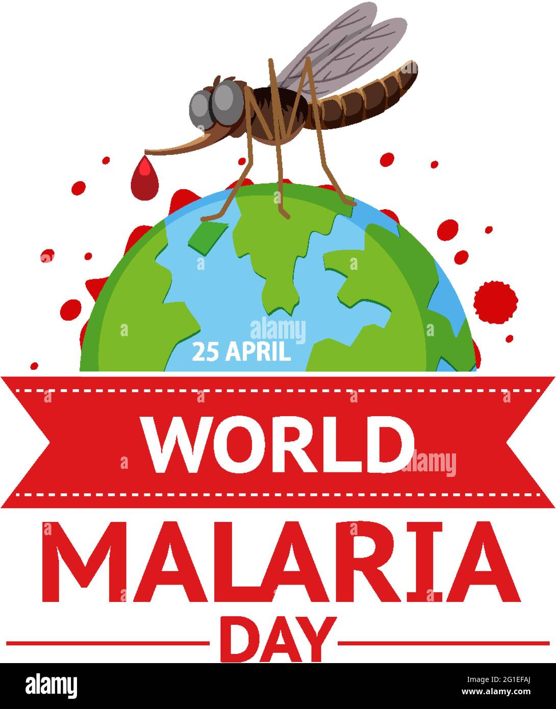 World Malaria Day logo or banner with mosquito illustration Stock ...