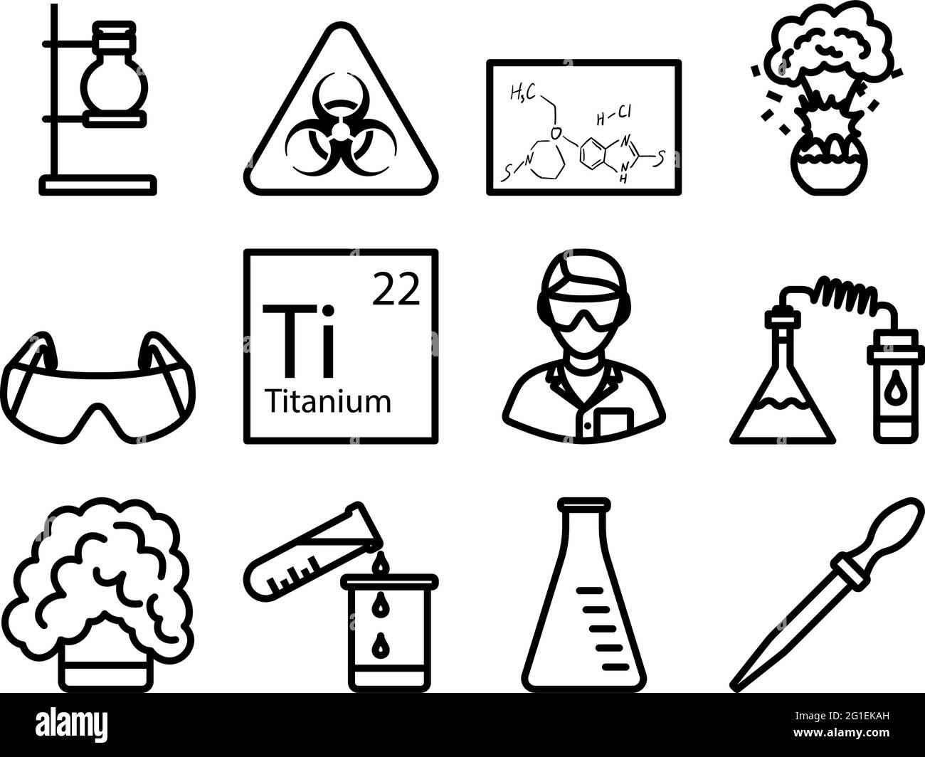 Chemistry Icon Set. Editable Bold Outline Design. Vector Illustration