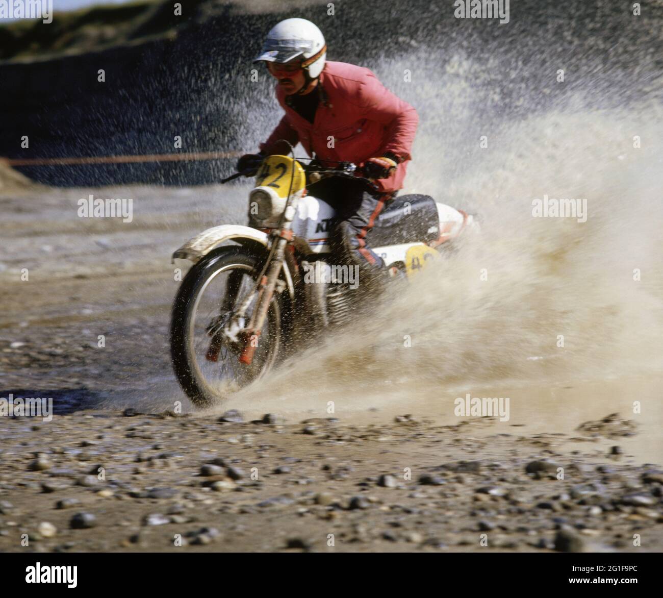 sports, motorcycle, cross country drive, 70s, ADDITIONAL-RIGHTS-CLEARANCE-INFO-NOT-AVAILABLE Stock Photo