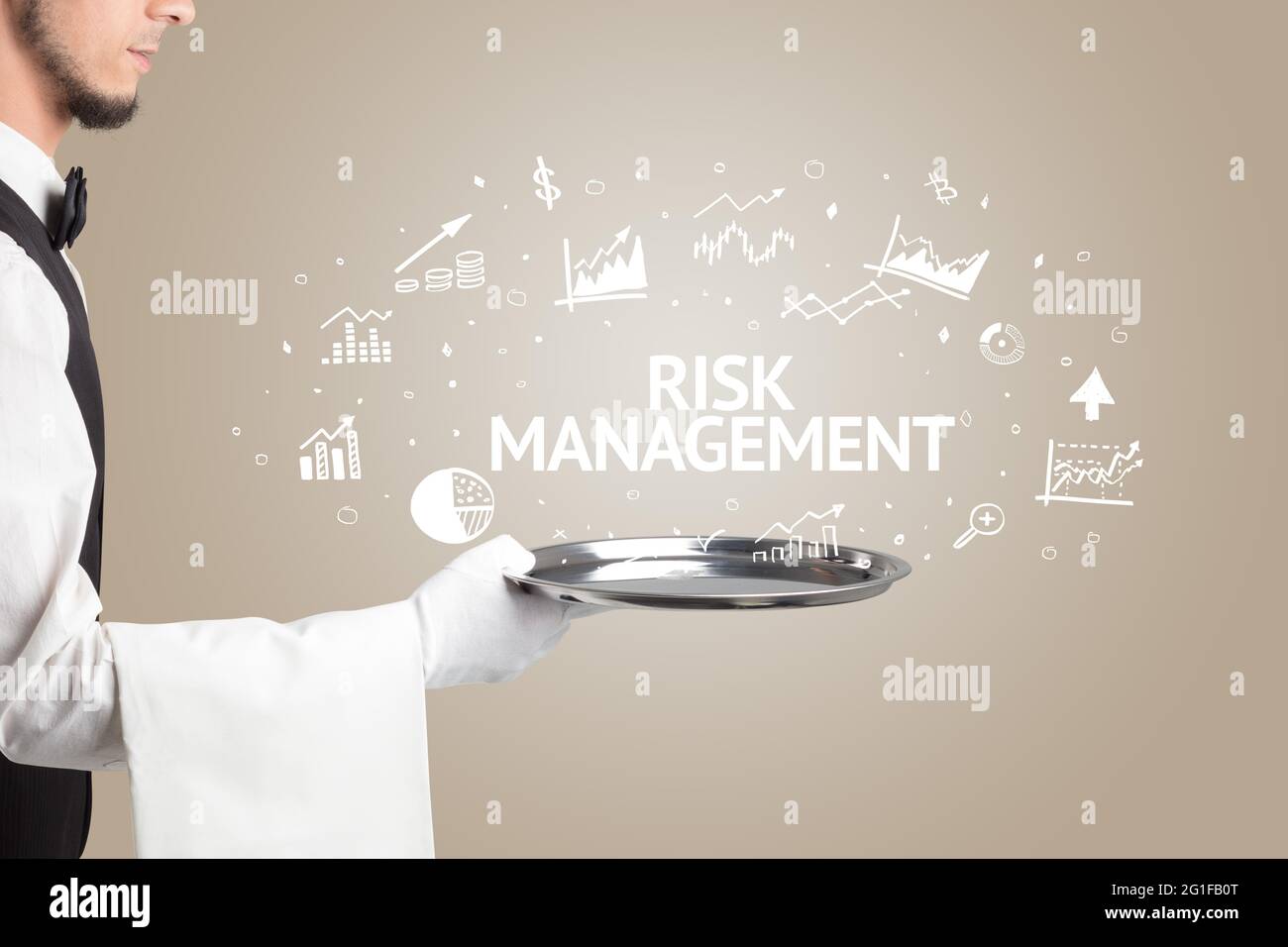 Waiter serving business idea concept Stock Photo