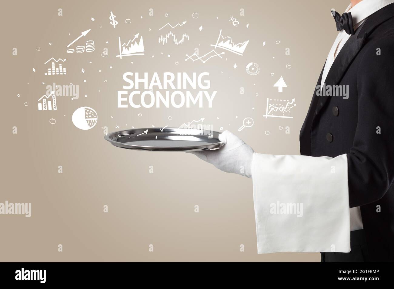 Waiter serving business idea concept Stock Photo