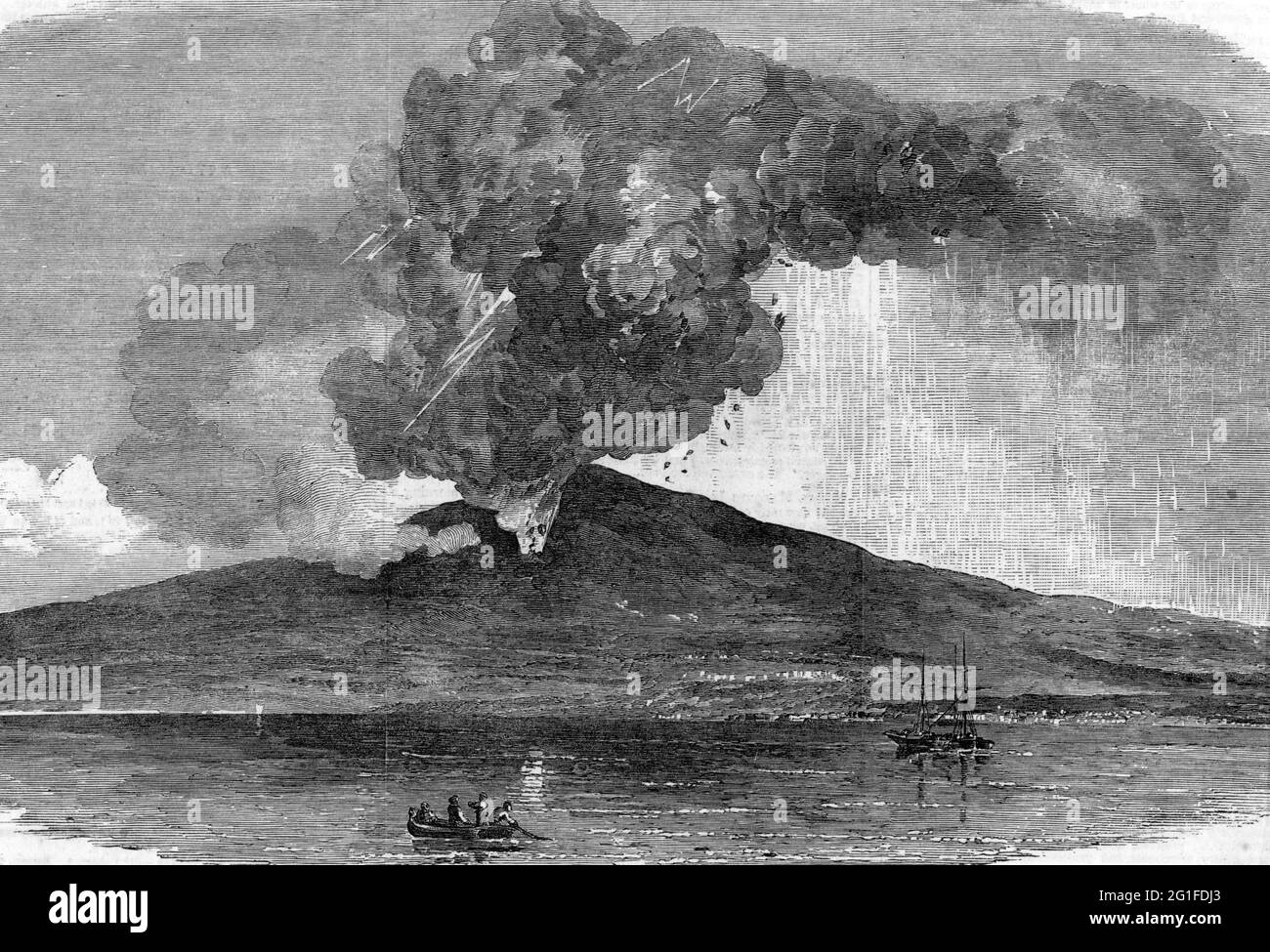 disasters, volcanic eruptions, eruption of Mount Etna, Sicily, 1852, ADDITIONAL-RIGHTS-CLEARANCE-INFO-NOT-AVAILABLE Stock Photo