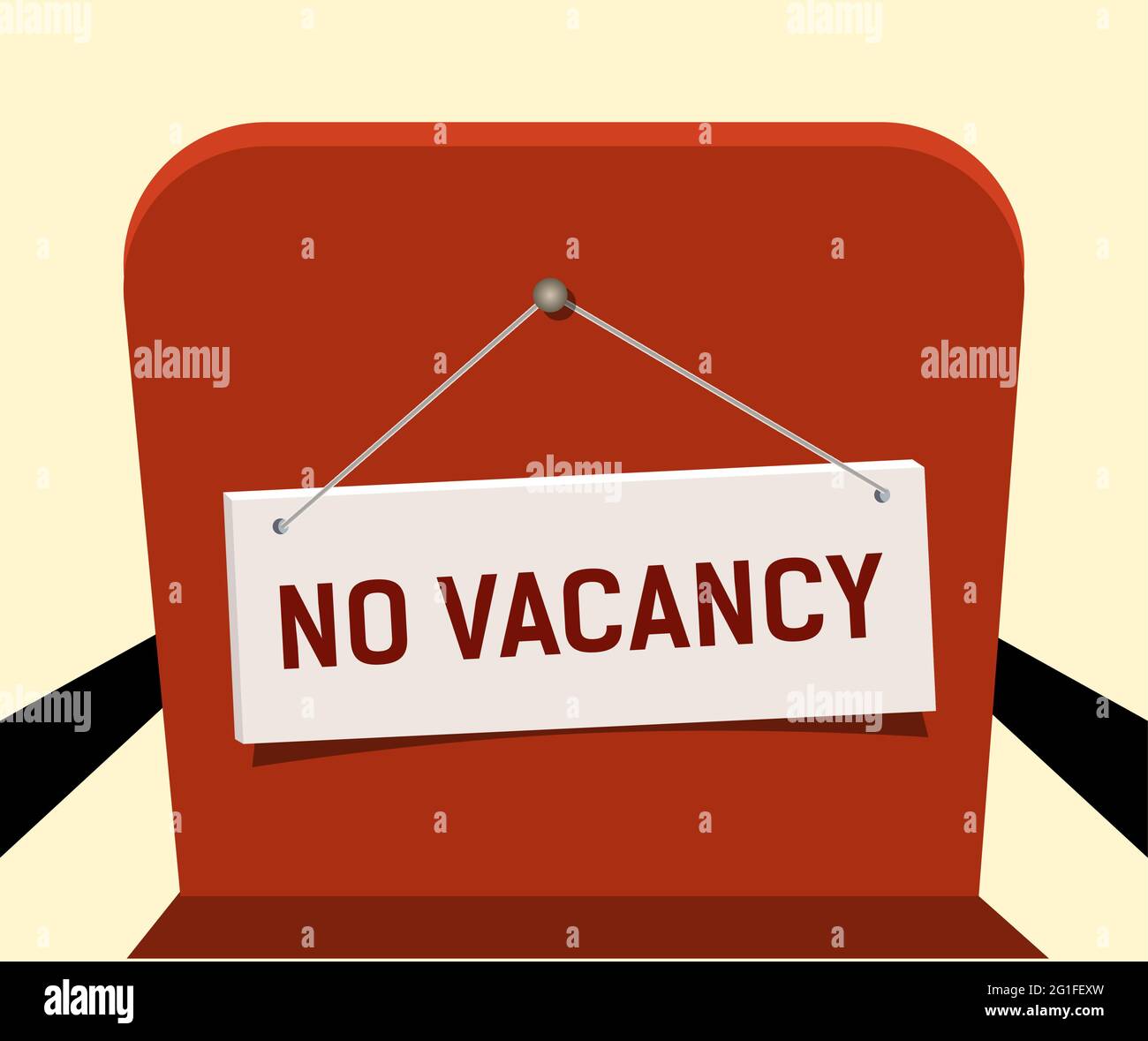 Sign on red chair, no vacancies. Concept, no vacancies in the office. Vector illustration in flat style. Stock Vector