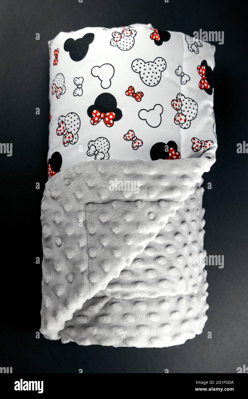 Sweet and cute baby blanket with pattern isolated on black background
