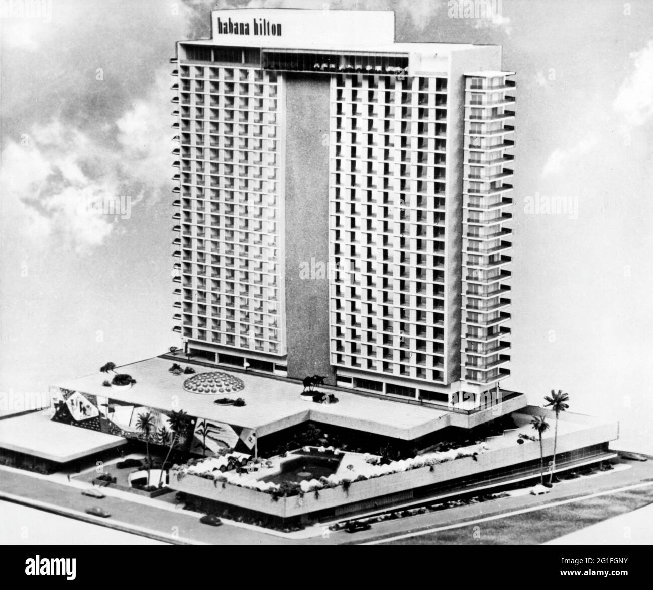 gastronomy, hotel, Hotel 'Hilton', miniature of the hotel 'Habana Hilton', 1950s, ADDITIONAL-RIGHTS-CLEARANCE-INFO-NOT-AVAILABLE Stock Photo
