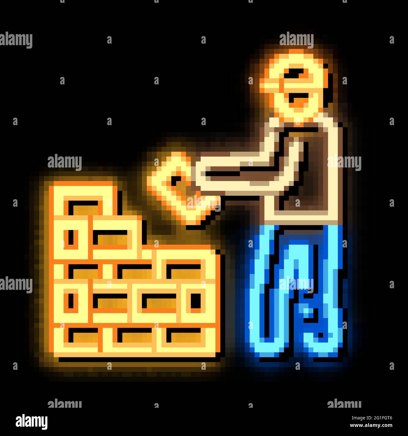 Worker Building neon glow icon illustration Stock Vector Image & Art ...