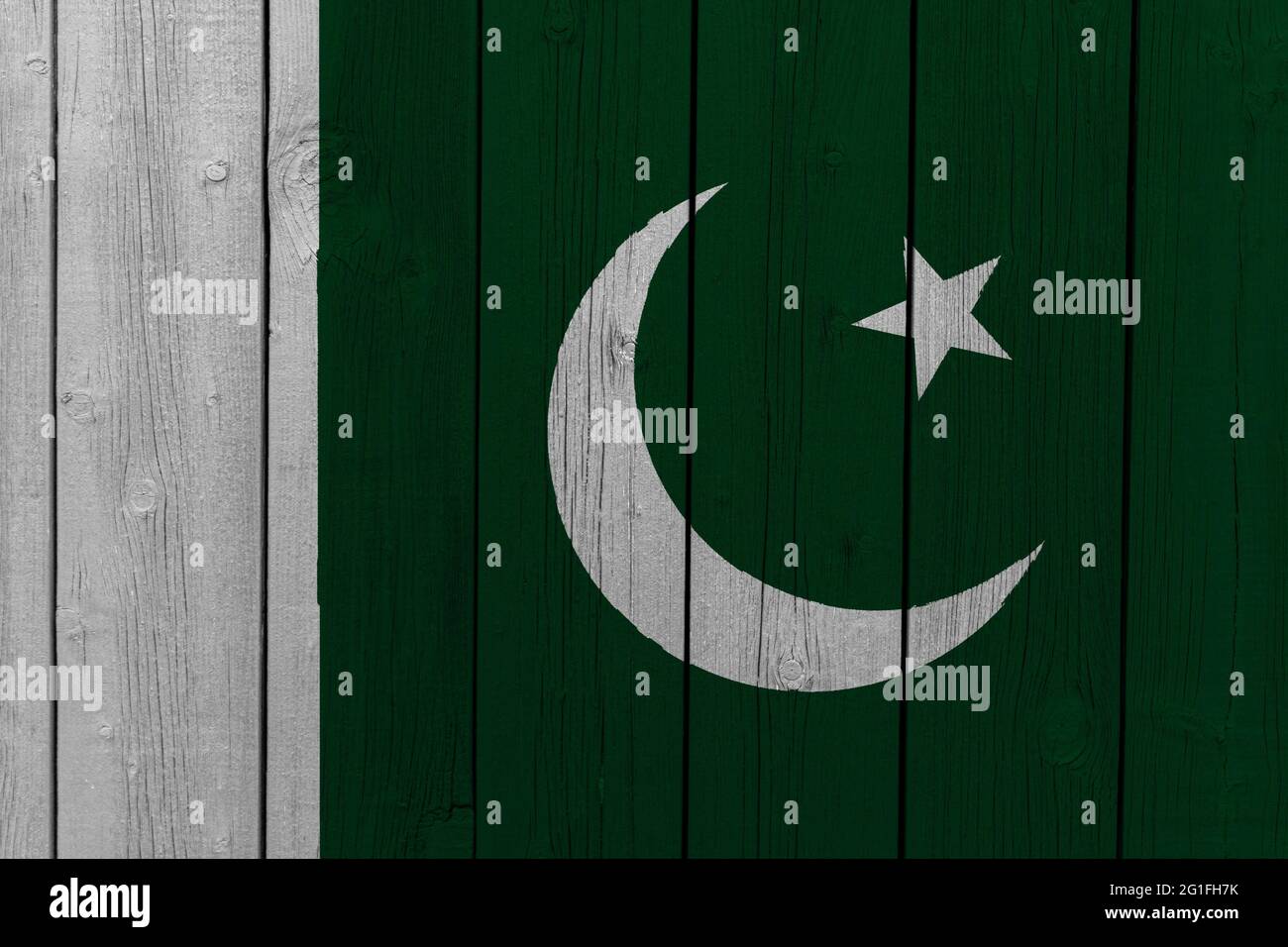 The National Flag of Pakistan painted on a wooden wall Stock Photo - Alamy