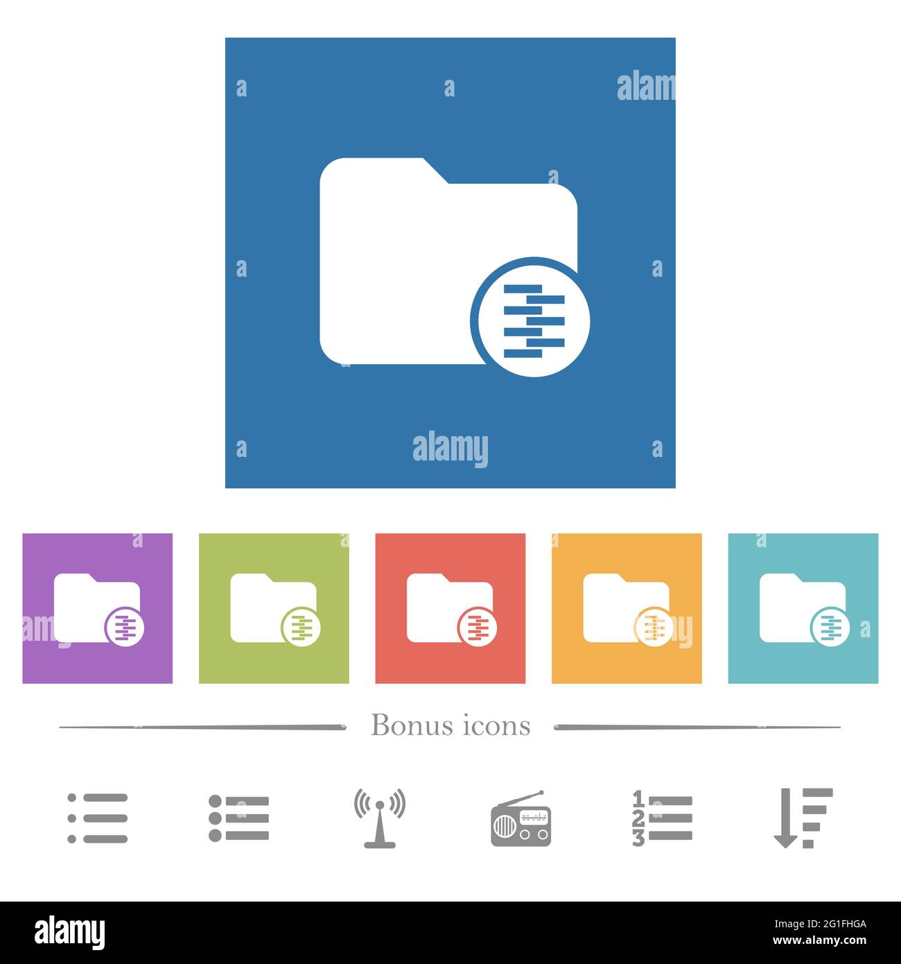 Compressed directory flat white icons in square backgrounds. 6 bonus ...
