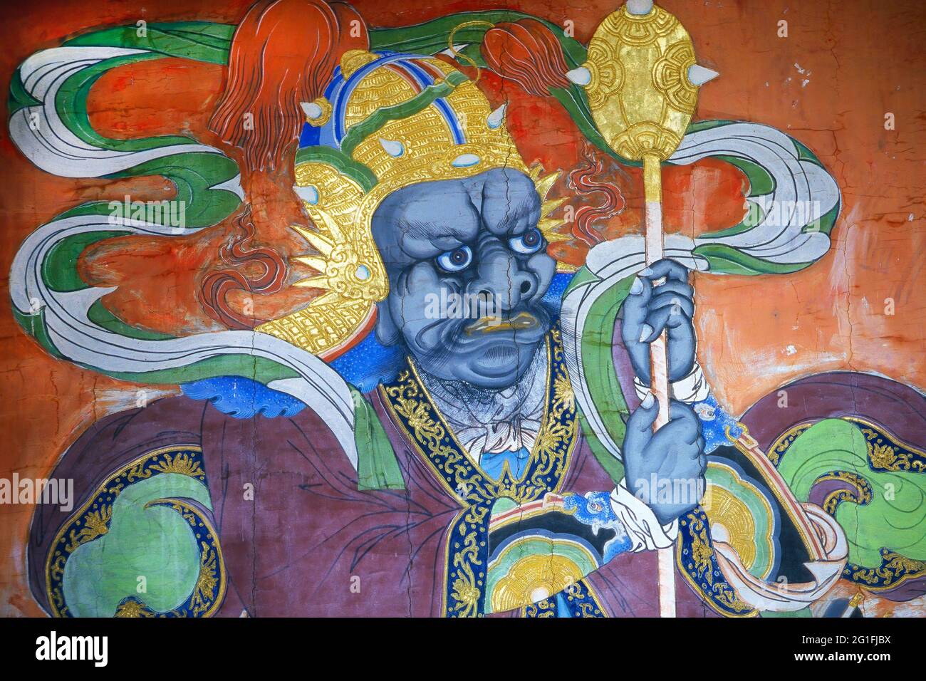 Bogd Khan Winter palace, Paintings on the Peace gate, Ulaanbaatar ...