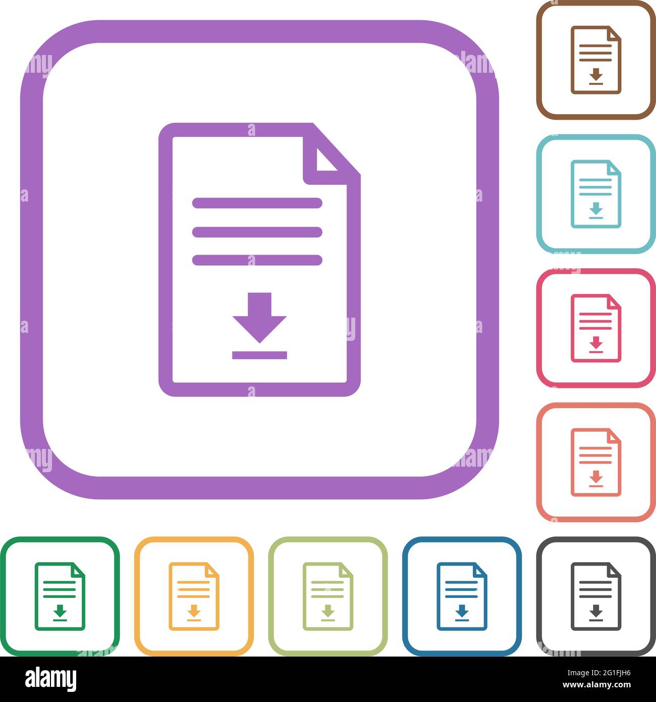 Download document simple icons in color rounded square frames on white ...