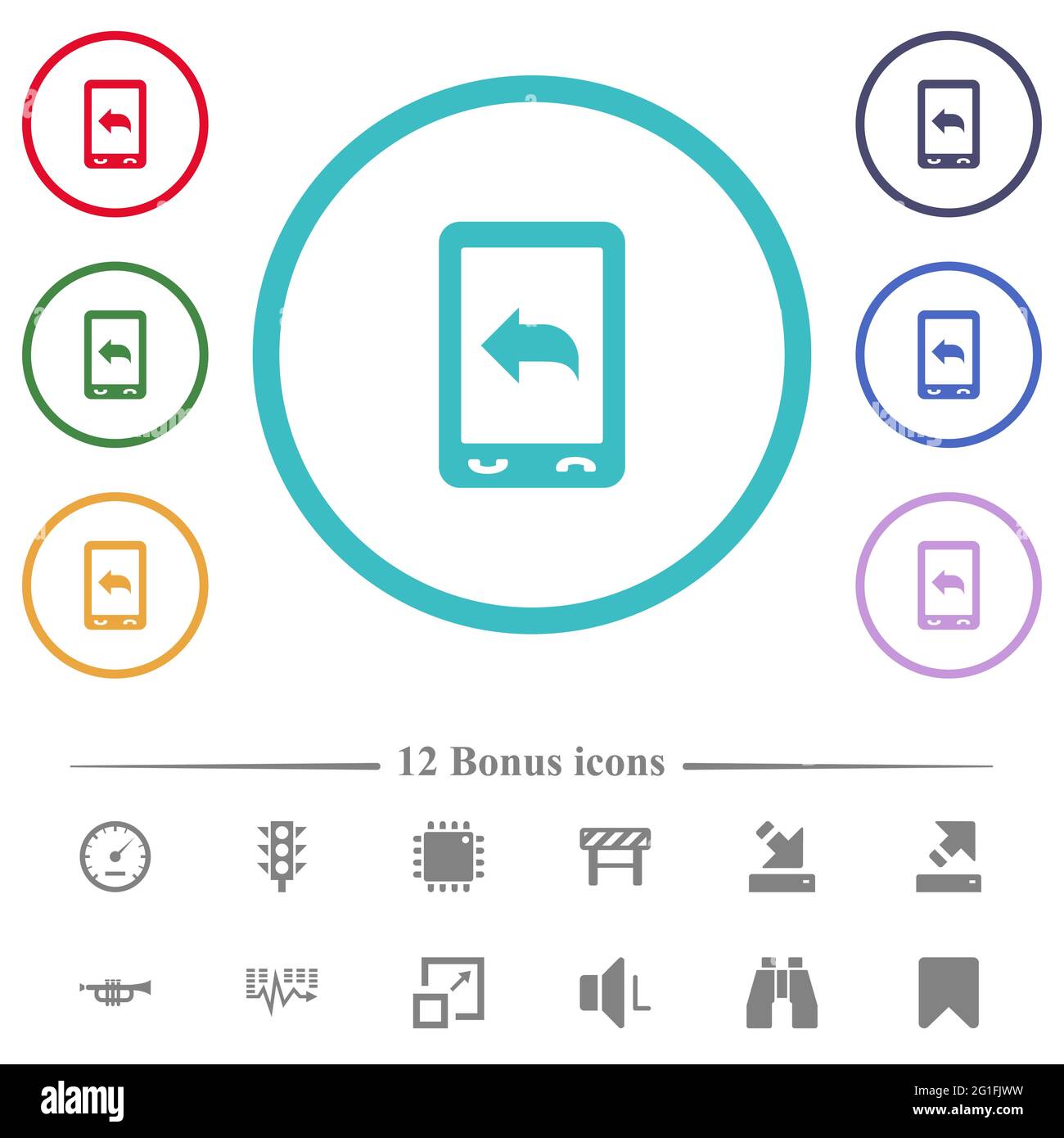Reply to mobile message flat color icons in circle shape outlines. 12 ...