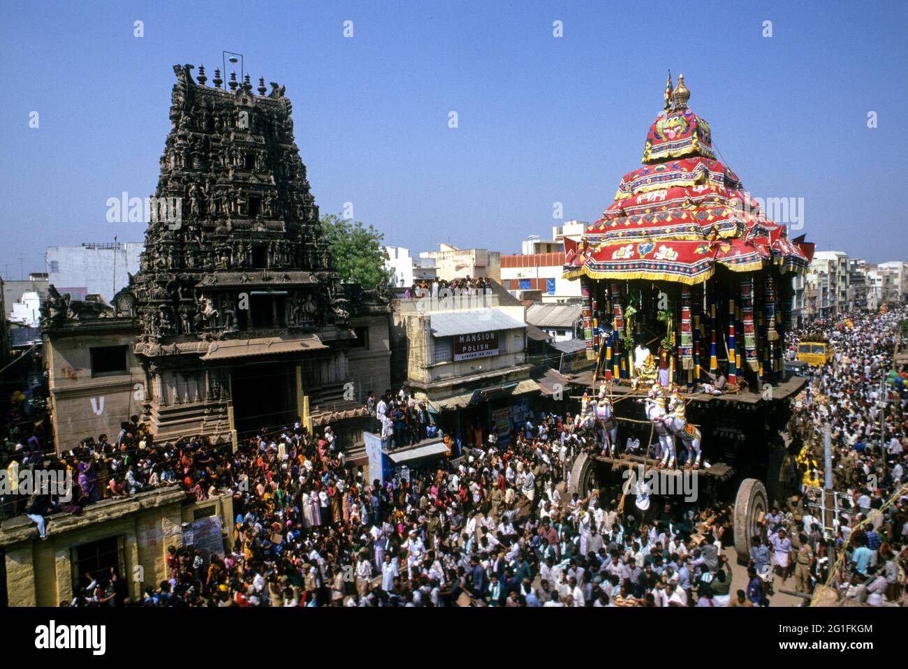 Temple car [chariot] festival, Madurai, Tamil Nadu, India Stock Photo