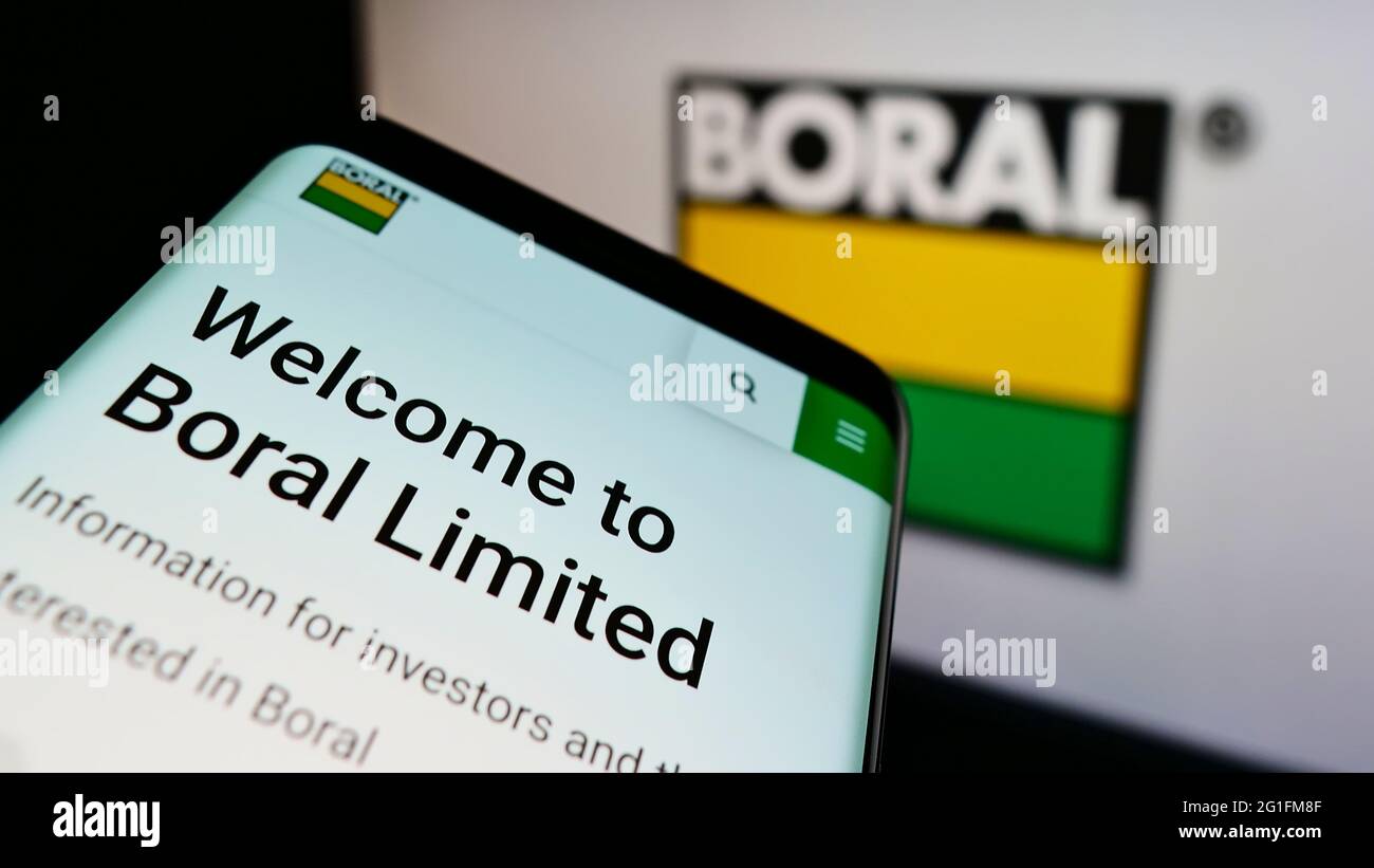 Smartphone with website of Australian construction materials company