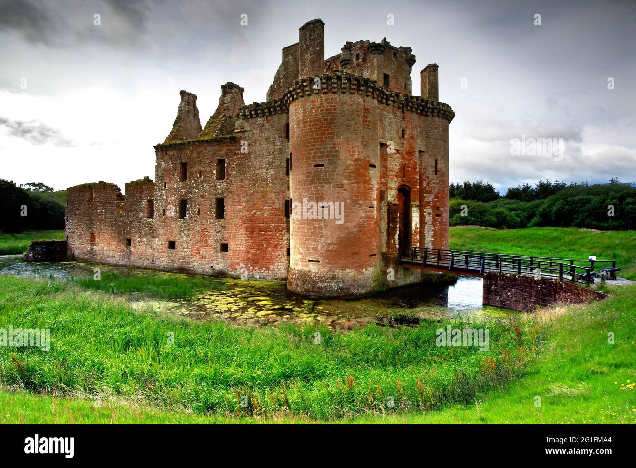 Caerlaverock Castle, castle, triangular moated castle, ruin, Dumfries, Dumfries and Galloway, Lowlands, Scotland, United Kingdom Stock Photo