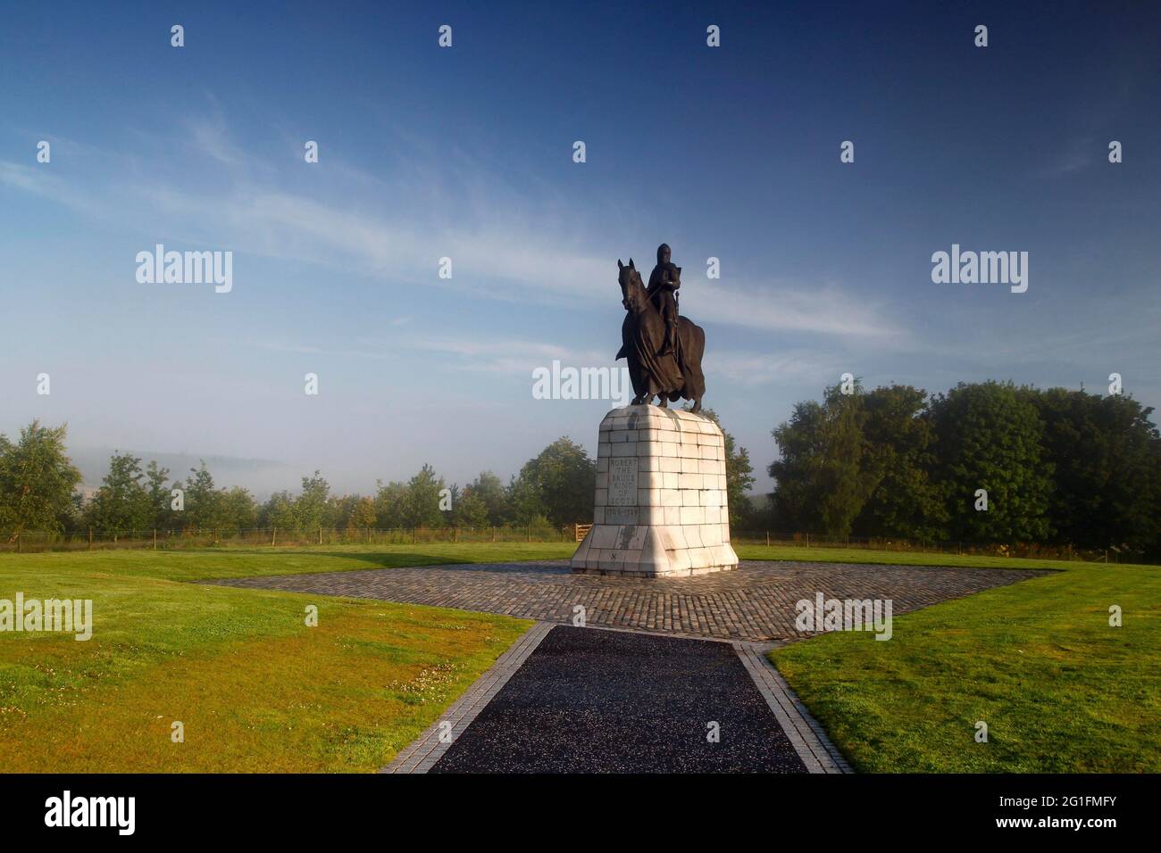 Battle of Bannockburn, Great Britain, Battle of Bannockburn, Statue of Robert The Bruce, Robert I, King of Scotland, Great Britain, Battlefield Stock Photo