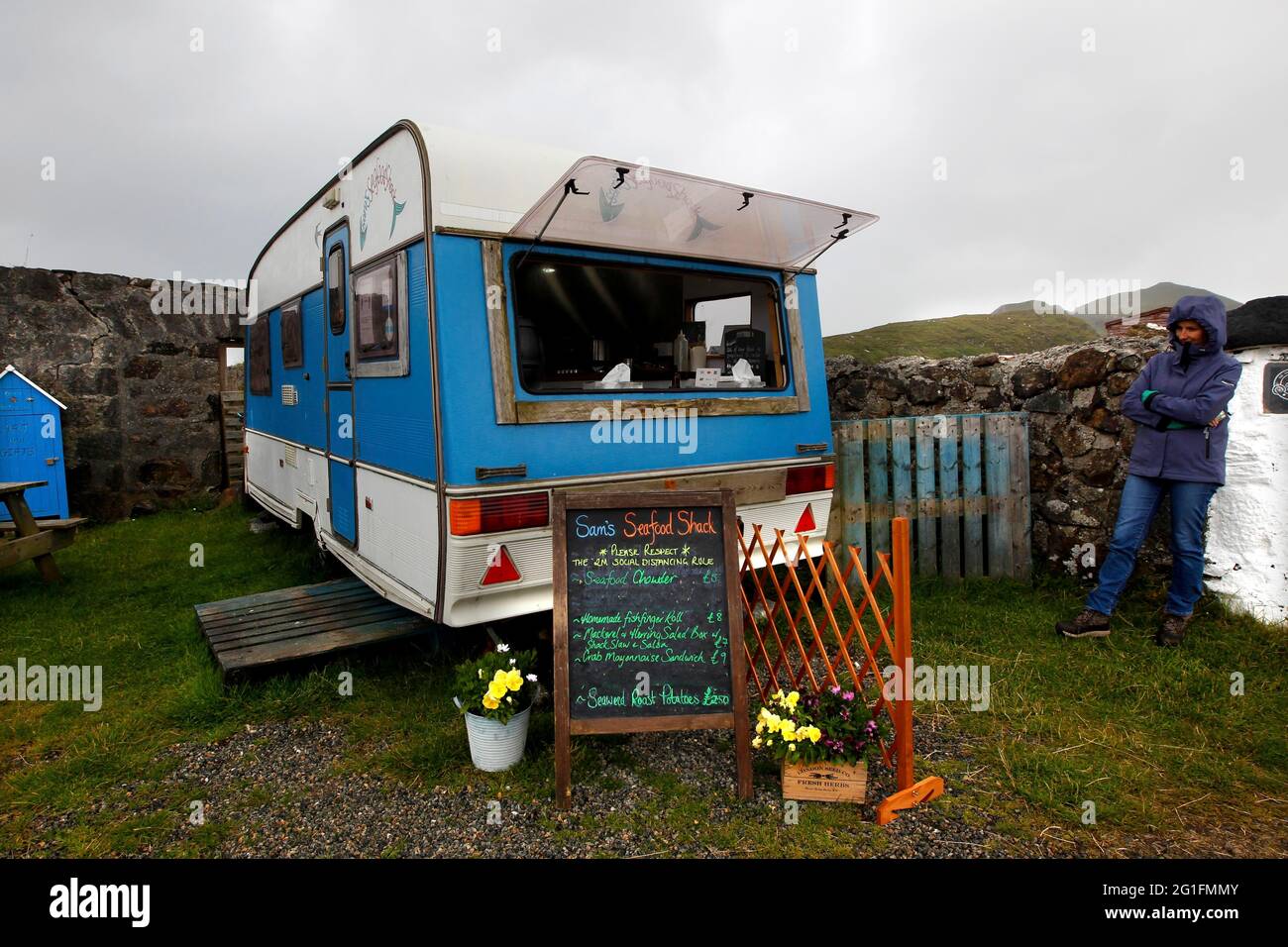 Take Away, Takeaway, Caravan Kitchen, Rodel, Isle of Harris, Outer Hebrides, Western Isles, Hebrides, Scotland, United Kingdom Stock Photo