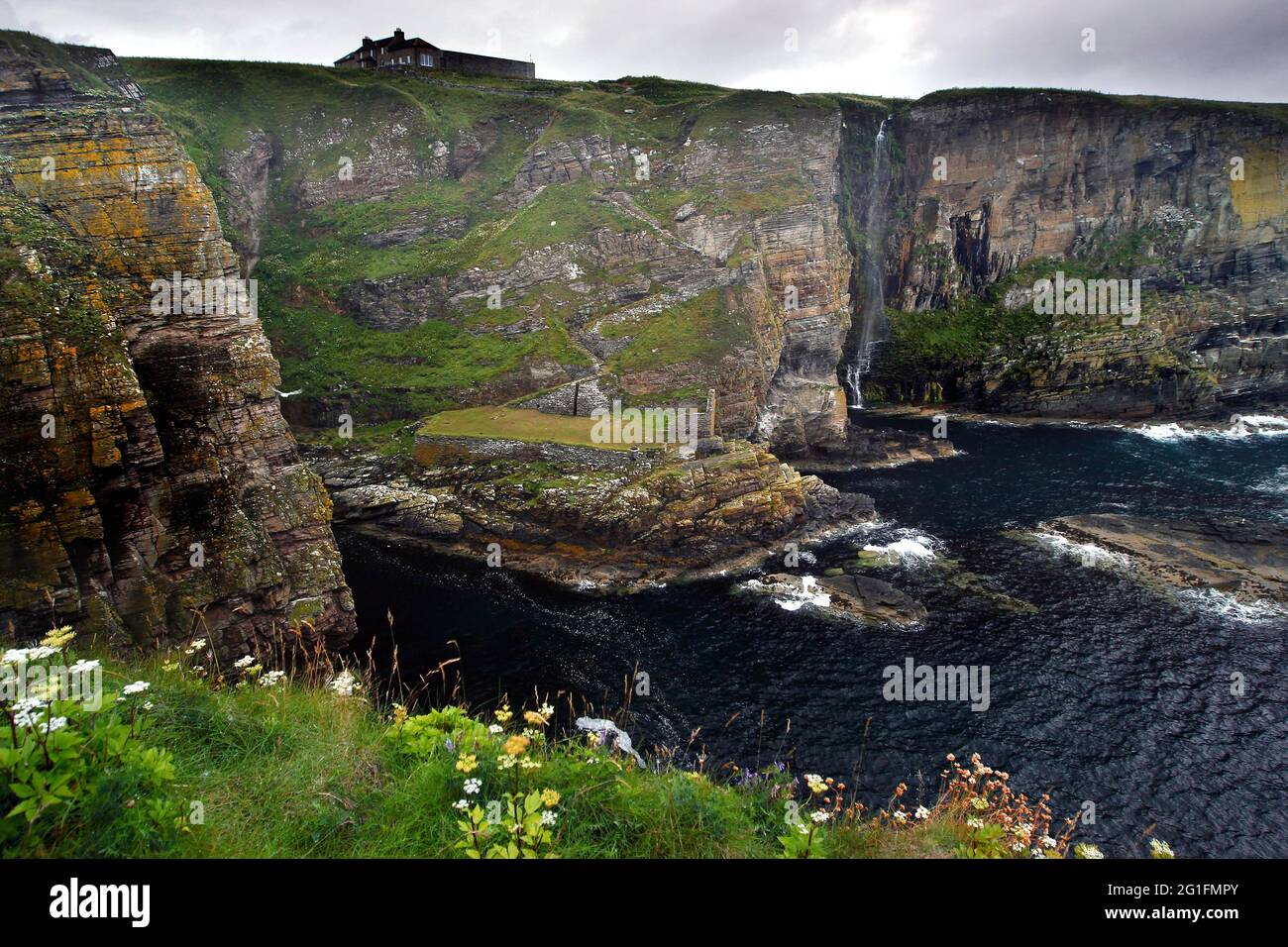 Cliffs, Rocky coast, Steps, Coast, Whaligoe Steps, Wick, North east coast, Highlands, Highland, Scotland, Great Britain Stock Photo