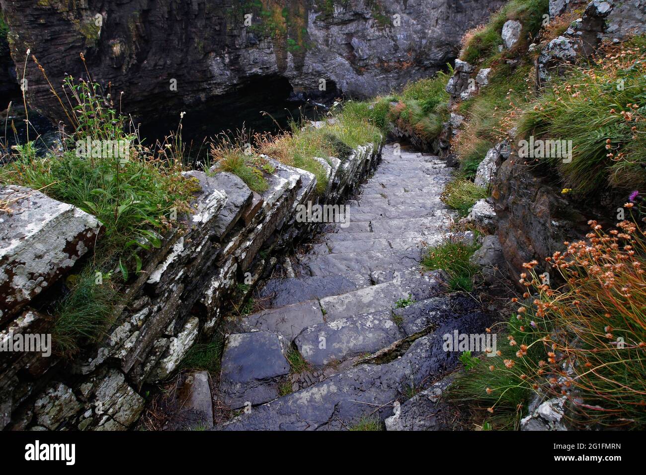 Steps, Stairs, Cliff, Rocky Coast, Whaligoe Steps, Wick, North East Coast, Highlands, Highland, Scotland, United Kingdom Stock Photo