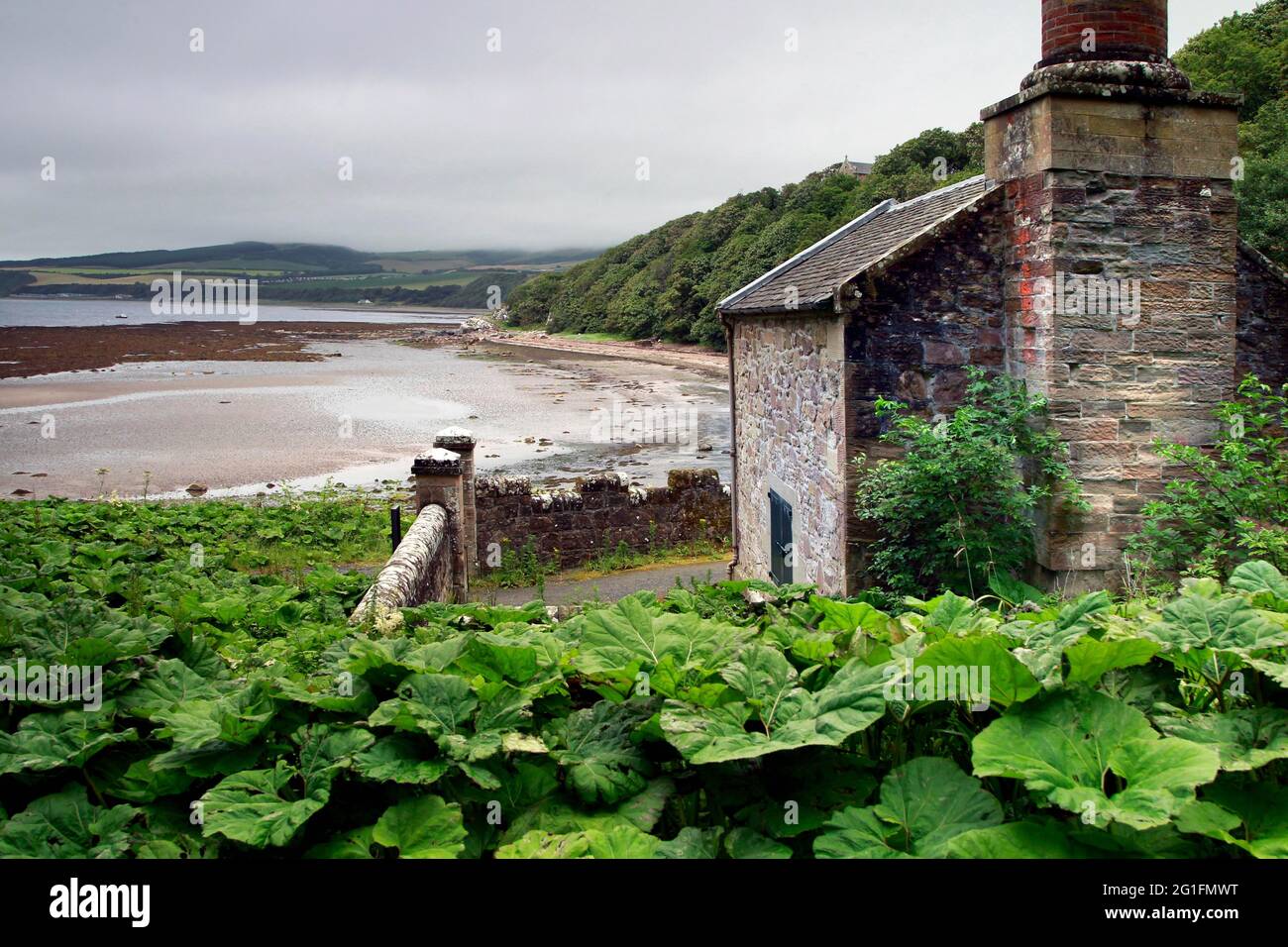 Beach, Firth of Clyde, Gas House, Gas Managers House, Old Gas House, National Trust for Scotland, Culzean Castle, Maybole, South Ayrshire, Lowlands Stock Photo