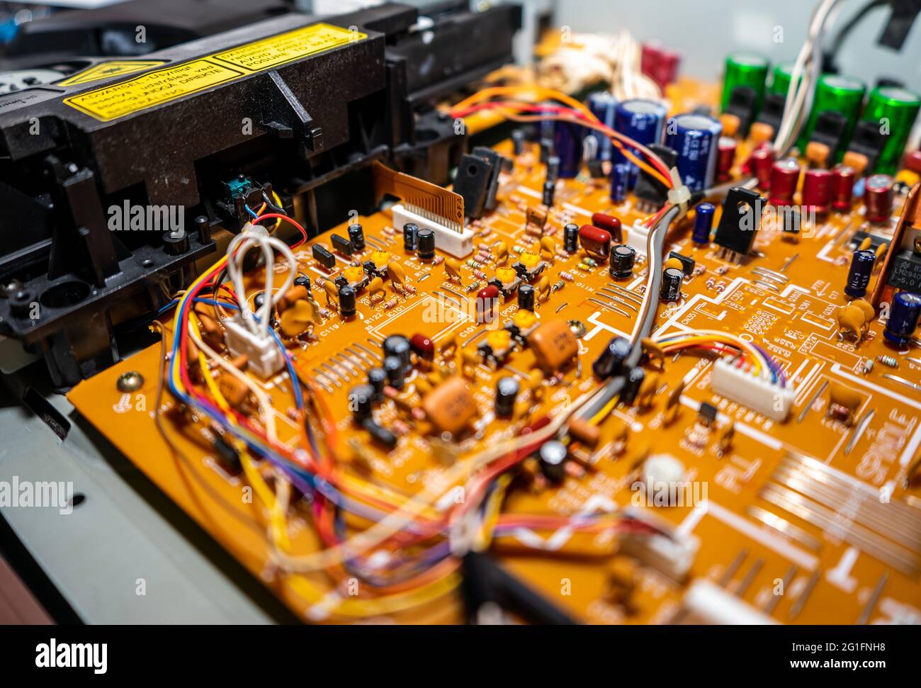 Technics vintage CD player internal circuits and laser mechanism Stock
